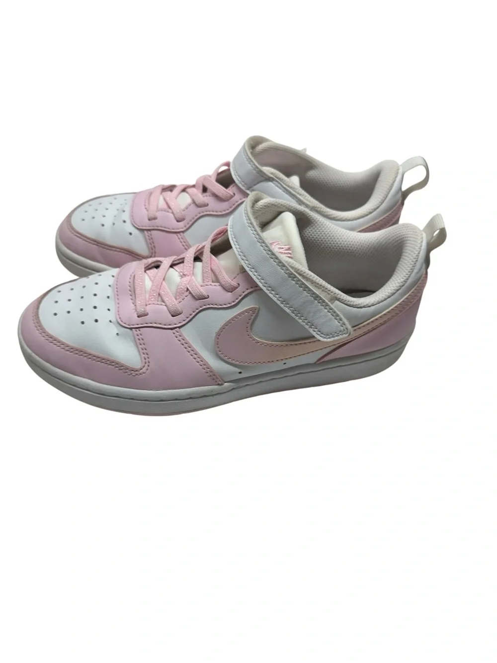 Nike Kids White and Pink Low-Top Sneakers with Velcro Strap